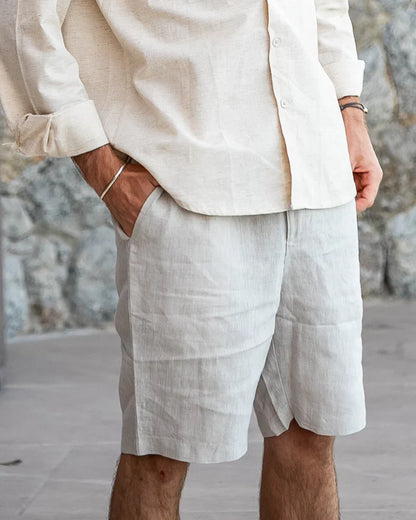 Porto Linen Shorts – Sand Beige