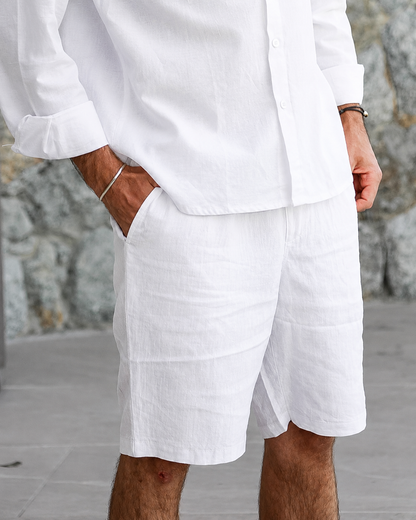 Porto Linen Shorts – Pure White
